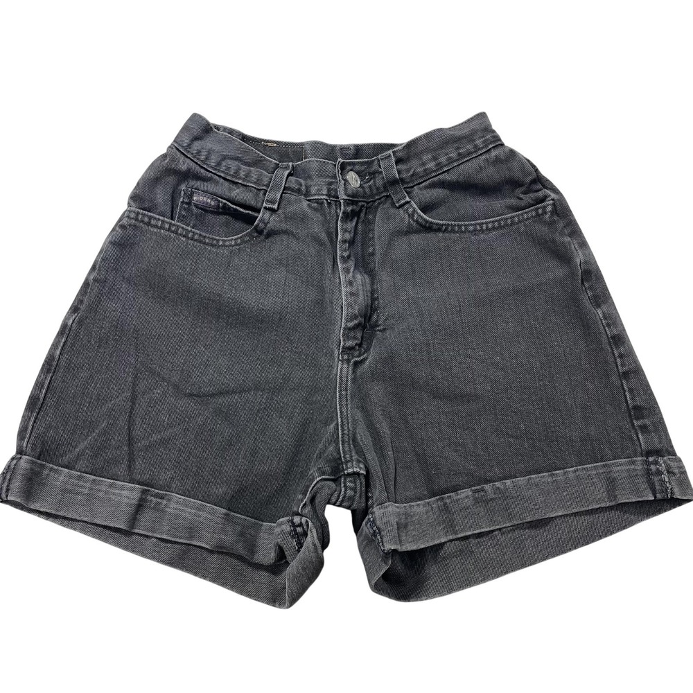 Riders Shorts Womens 25" Gray Black Denim Mom High Rise Cuffed 4" Inseam Casual